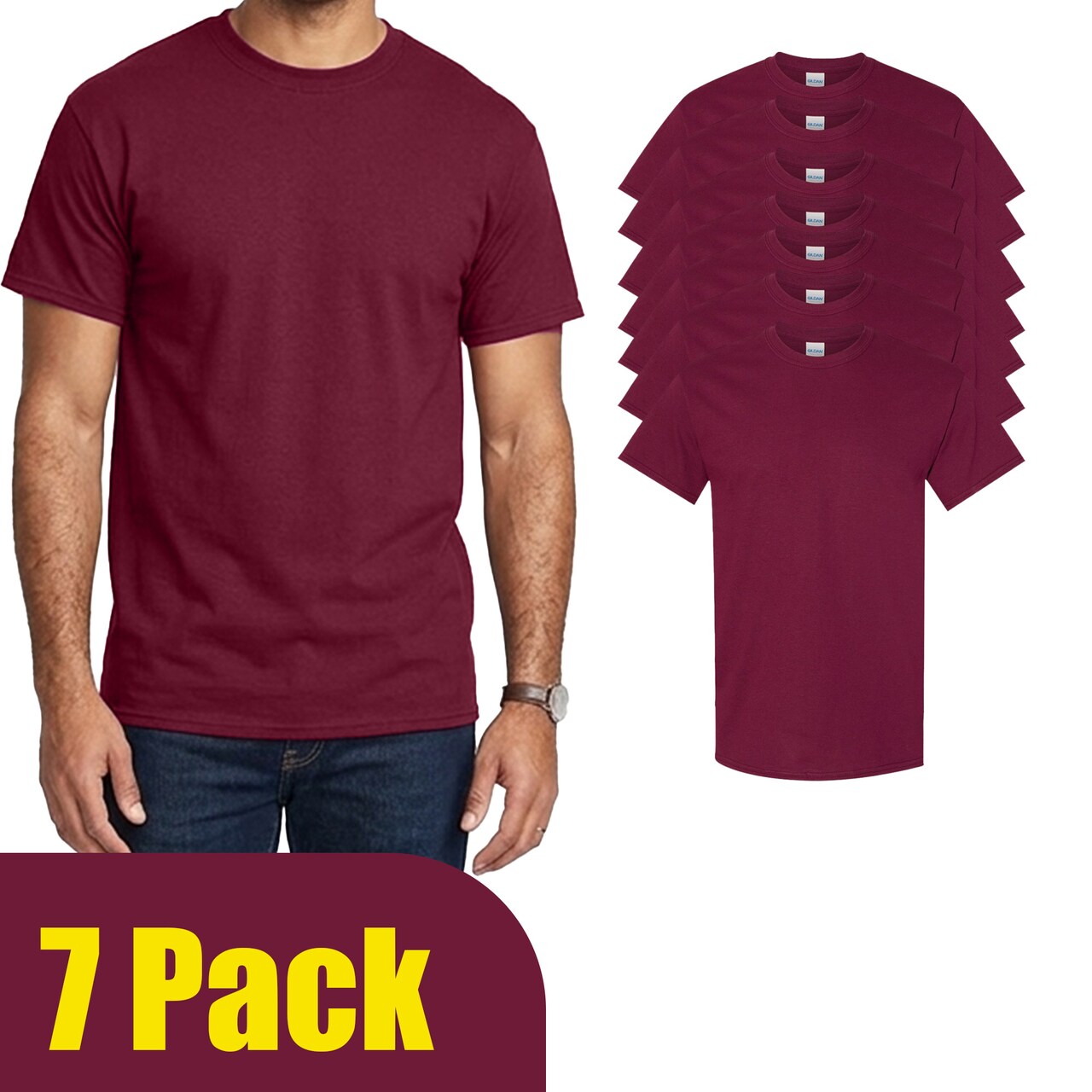 Gildan Unisex Heavy Cotton T-Shirts for Crafting, Maroon Multi-Pack Choices DIY Project Bundle